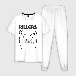 Пижама хлопковая мужская The Killers - rock cat, цвет: белый