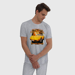 Пижама хлопковая мужская Американский маслкар Chevrolet Corvette Stingray, цвет: меланж — фото 2