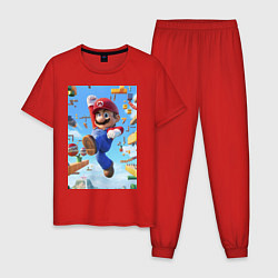 Пижама хлопковая мужская Веселый марио, цвет: красный