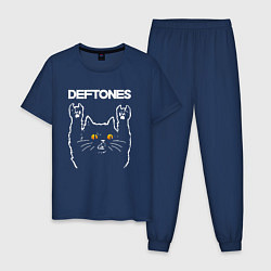 Пижама хлопковая мужская Deftones rock cat, цвет: тёмно-синий