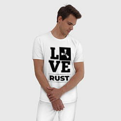 Пижама хлопковая мужская Rust love classic, цвет: белый — фото 2
