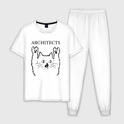 Пижама хлопковая мужская Architects - rock cat, цвет: белый