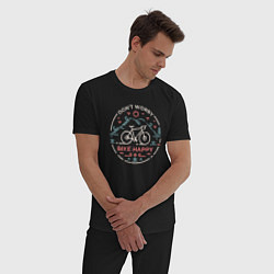 Пижама хлопковая мужская Dont worry bike happy, цвет: черный — фото 2