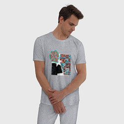Пижама хлопковая мужская Абстрактный коллаж Флорин, цвет: меланж — фото 2