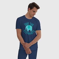 Пижама хлопковая мужская Спаси слонов, цвет: тёмно-синий — фото 2
