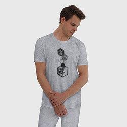 Пижама хлопковая мужская Геометрическая грибная абстракция, цвет: меланж — фото 2