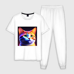 Мужская пижама Милый котик с большими глазами