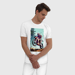 Пижама хлопковая мужская Мотокросс - экстрим, цвет: белый — фото 2