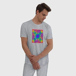 Пижама хлопковая мужская Цветные квадраты в квадрате, цвет: меланж — фото 2