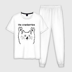 Пижама хлопковая мужская The Cranberries - rock cat, цвет: белый