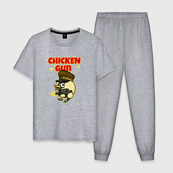 Пижама хлопковая мужская Chicken Gun - игра, цвет: меланж
