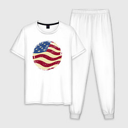 Пижама хлопковая мужская Flag USA, цвет: белый