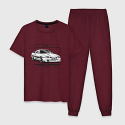 Пижама хлопковая мужская Toyota Supra MK3, цвет: меланж-бордовый