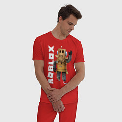 Пижама хлопковая мужская Робот из Роблокс, цвет: красный — фото 2