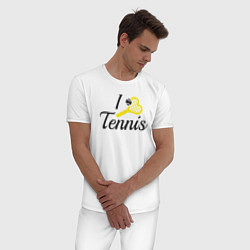 Пижама хлопковая мужская Love tennis, цвет: белый — фото 2