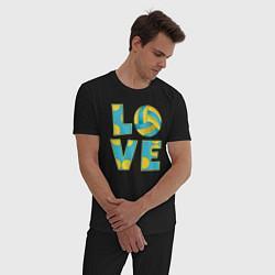 Пижама хлопковая мужская Volleyball love, цвет: черный — фото 2