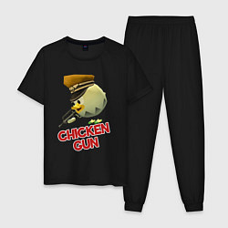 Пижама хлопковая мужская Chicken Gun logo, цвет: черный