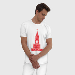 Пижама хлопковая мужская Kremlin Moscow, цвет: белый — фото 2