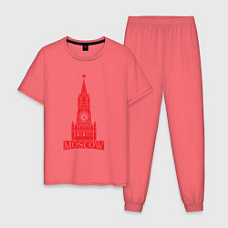 Пижама хлопковая мужская Kremlin Moscow, цвет: коралловый