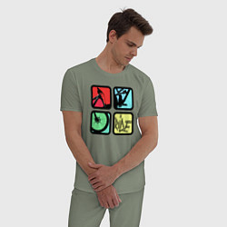 Пижама хлопковая мужская Кататься, цвет: авокадо — фото 2