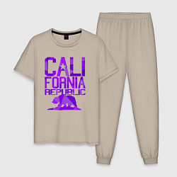 Пижама хлопковая мужская Штат Калифорния, цвет: миндальный