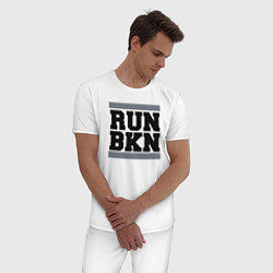 Пижама хлопковая мужская Run Brooklyn Nets, цвет: белый — фото 2