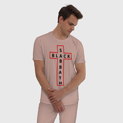 Пижама хлопковая мужская Black Sabbath, цвет: пыльно-розовый — фото 2