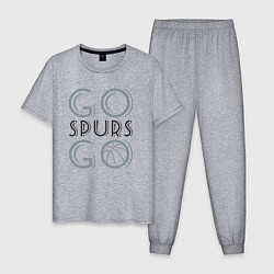 Пижама хлопковая мужская Go spurs go, цвет: меланж