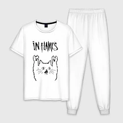 Пижама хлопковая мужская In Flames - rock cat, цвет: белый