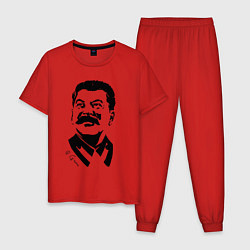 Пижама хлопковая мужская Сталин чб, цвет: красный