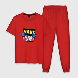 Пижама хлопковая мужская Значок болельщика Navi Brawl Stars, цвет: красный