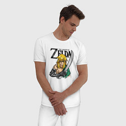 Пижама хлопковая мужская The Legend of Zelda - Tears of the Kingdom, цвет: белый — фото 2