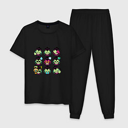 Пижама хлопковая мужская Значки на Виллоу Пины Бравл Старс Willow, цвет: черный
