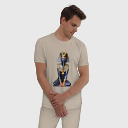 Пижама хлопковая мужская Фараон синий, цвет: миндальный — фото 2