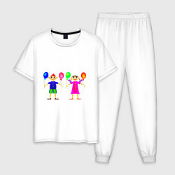 Пижама хлопковая мужская Счастливые дети, цвет: белый