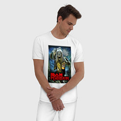 Пижама хлопковая мужская Drunk Iron Maiden, цвет: белый — фото 2