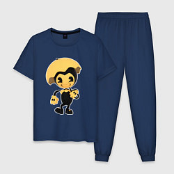 Пижама хлопковая мужская Бенди с зонтиком, цвет: тёмно-синий