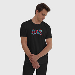 Пижама хлопковая мужская Love в стиле неон, цвет: черный — фото 2