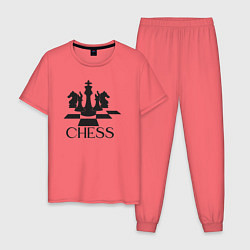 Пижама хлопковая мужская Chess play, цвет: коралловый