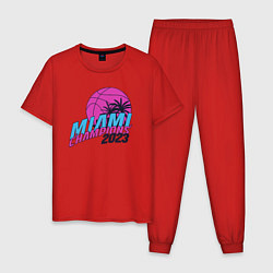 Пижама хлопковая мужская Miami champions 2023, цвет: красный