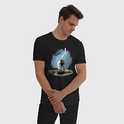 Пижама хлопковая мужская Дурак на холме ловит молнию, цвет: черный — фото 2