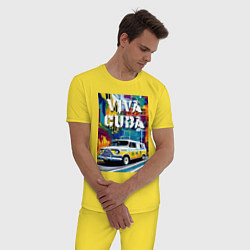 Пижама хлопковая мужская Viva Cuba - car - retro, цвет: желтый — фото 2