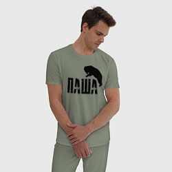 Пижама хлопковая мужская Паша и медведь, цвет: авокадо — фото 2