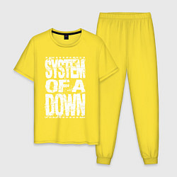 Пижама хлопковая мужская System of a down - stencil, цвет: желтый