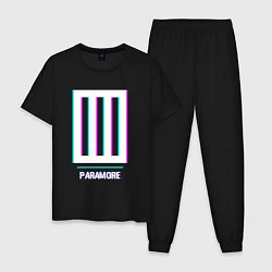 Пижама хлопковая мужская Paramore glitch rock, цвет: черный