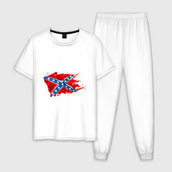 Пижама хлопковая мужская Конфедерация брызги, цвет: белый