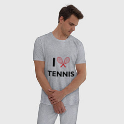 Пижама хлопковая мужская I Love Tennis, цвет: меланж — фото 2