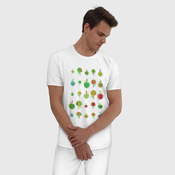 Пижама хлопковая мужская Яблочный микс, цвет: белый — фото 2