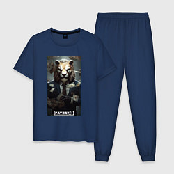 Пижама хлопковая мужская Payday 3 lion, цвет: тёмно-синий