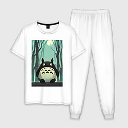 Пижама хлопковая мужская Хранитель леса Тоторо, цвет: белый